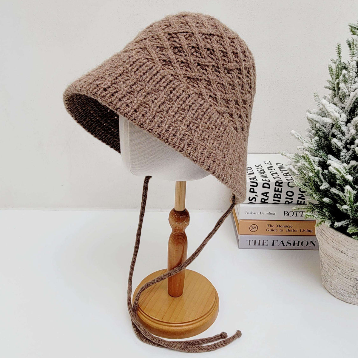 Classic Brown Mink Knit Bucket Hat Mink Bucket - Etsy main image 2