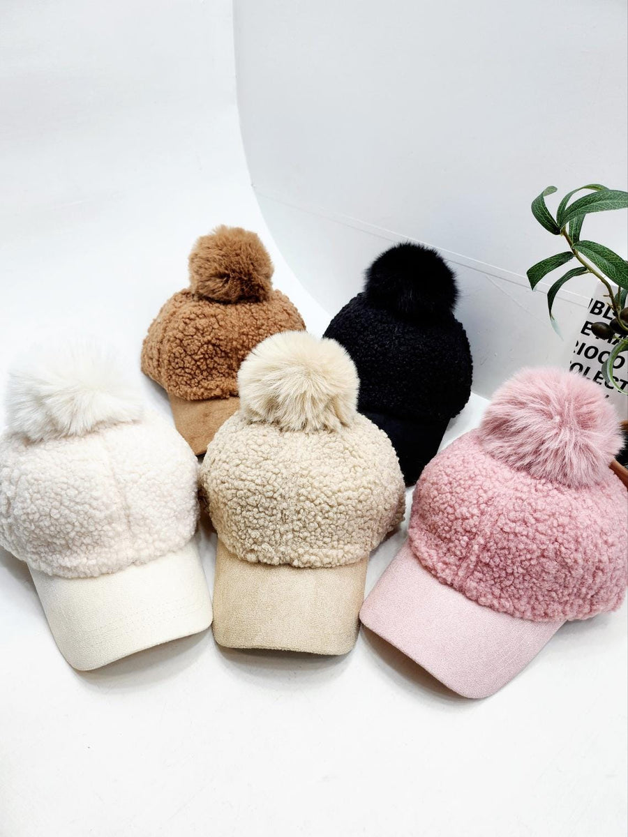 FASHION Cozy Sherpa Baseball Cap - Creme with Black Logo Cozy Sherpa Baseball Hat – Grace to Glow main image 4