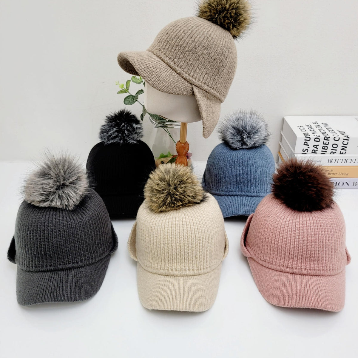 Ribbed Faux Fur Pom Beanie Fitted Winter Hat Cozy Accessory Ribbed Beanie With Faux-fur Pom-pom For Women | J.Crew main image 4