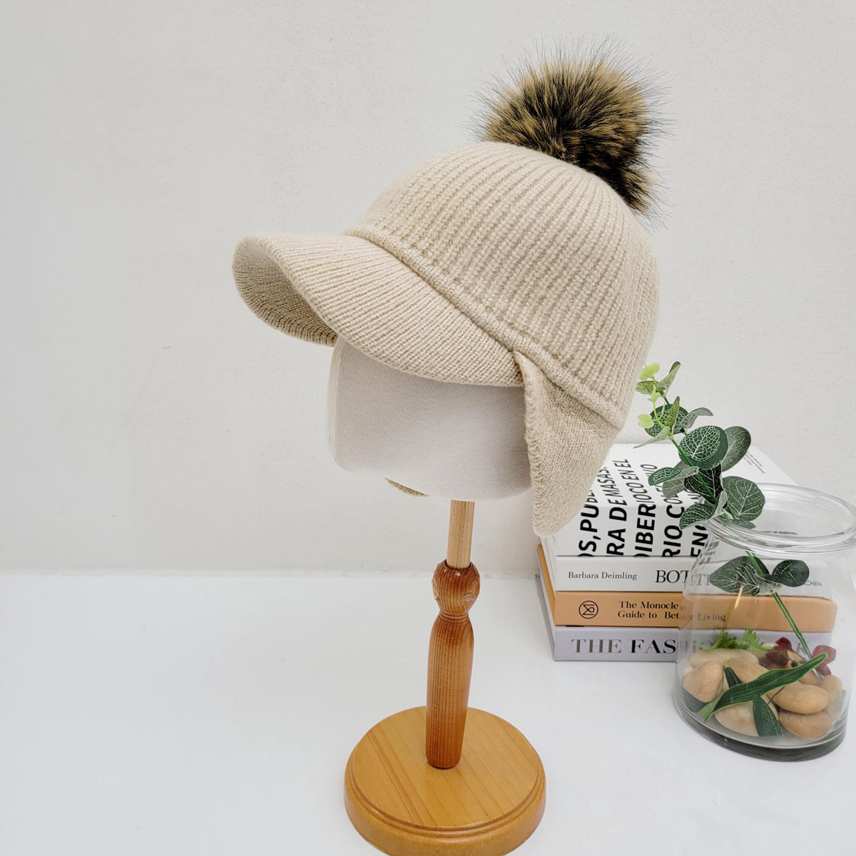 Ribbed Faux Fur Pom Beanie Fitted Winter Hat Cozy Accessory Ribbed Beanie With Faux-fur Pom-pom For Women | J.Crew main image 2