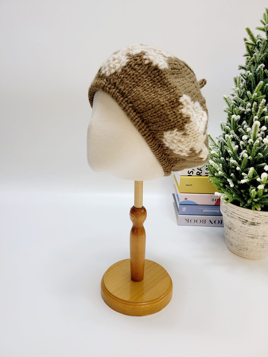 100% Wool Knitted Beret, Colorful Winter Beret
