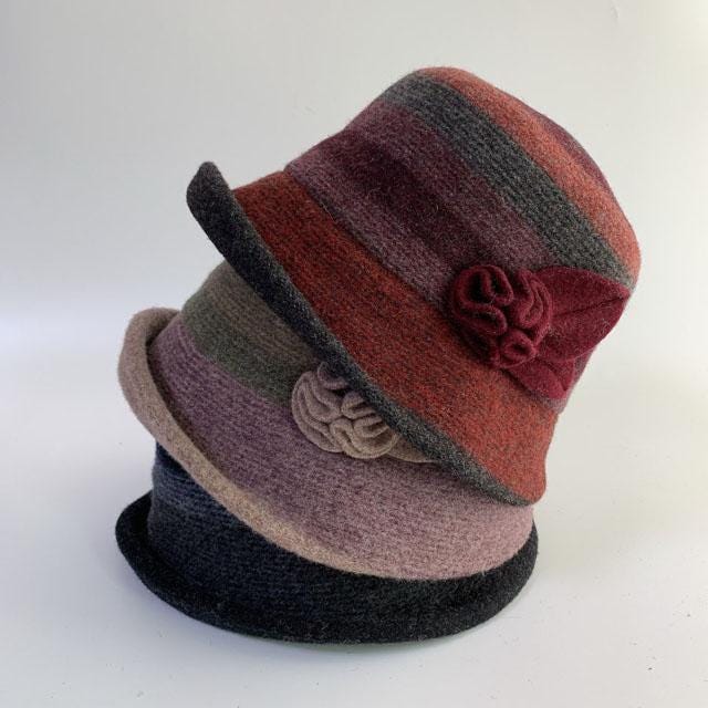 Handmade Wool Blend Cloche Hat for Women - Foldable Vintage Winter Hat Brown Handmade Wool Blend Cloche Hat for Women - Foldable Vintage Winter Hat Brown